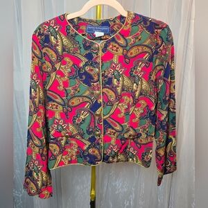 VINTAGE 90s Norton McNaughton Petites Paisley Rayon Blazer Size 8